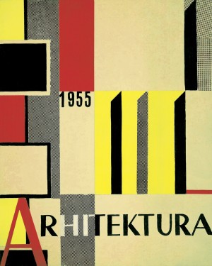 Aleksandar srnec draft for the cover ofarhitektura magazine 1955 gouache collage cardboard 236 x 189 mm